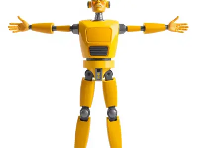 Yellow Robot Character model pack with Articulated Limbs Low-poly 3D model