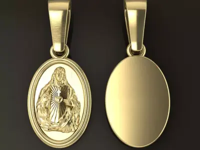 Oval Antique Jesus Christ Pendant 17mm Length 3D print model