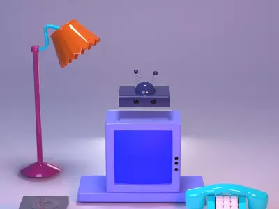 Retro Cartoon Asset Pack Low Poly FBX Low-poly 3D model
