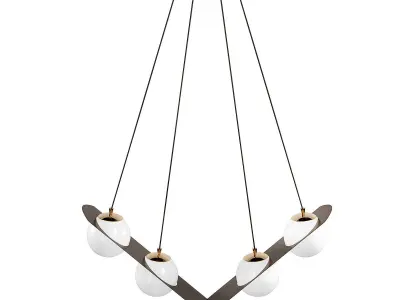 ANGLE chandelier with four glass balls hanging from it 3D model