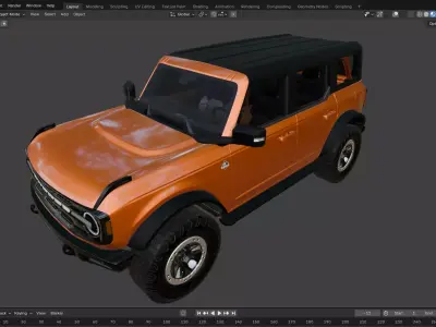 Ford Bronco rigged  Low-poly 3D model