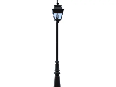 Black Low Poly Vintage Street Lamp Post PBR Game Ready  Low-poly 3D model