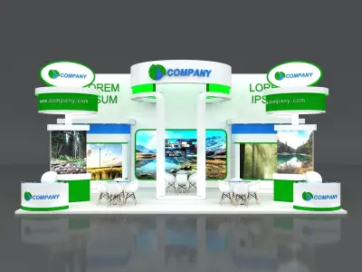 Exhibition Stand Stall 10x6m Height 500 cm 3 Side Open 3D model