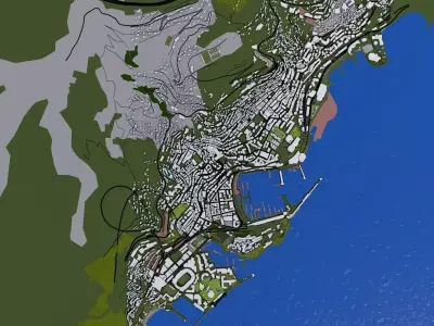 Monoco City of France Low-poly 3D model