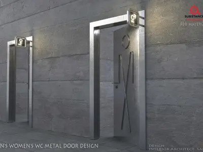    DOOR   WOMEN  and MEN  WC METAL DOOR DESIGN Low-poly 3D model