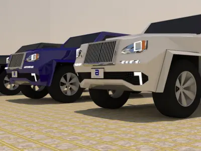 4 Door 4X4 Pick-up Truck Low-poly 3D model