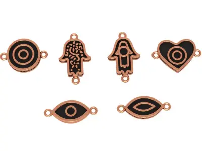 5 Hamsa Evil Eye Heart Pendant Necklace  3D print model