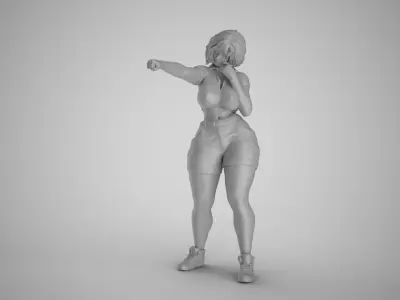Street Brawler Girl 3D print model