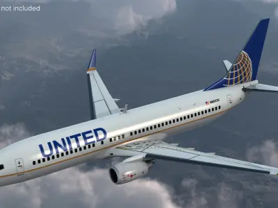  United Airlines Boeing 737 with Cockpit and Cabin 