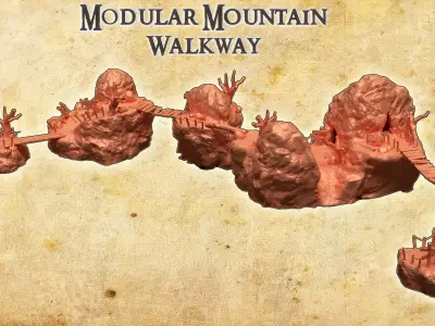 Modular Mountain Walkway 28 mm Tabletop Terrain 3D print model