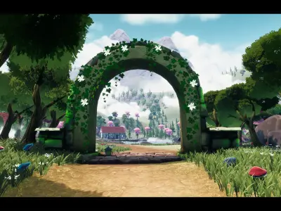 Modular Stylized Village Low-poly 3D model