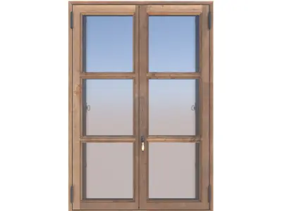Wood Window with Shutters 3D model