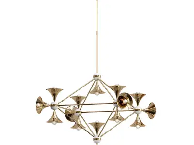 diamond modern brass chandelier with five lights 3D model