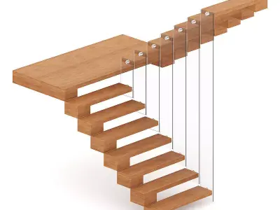Wooden Stairs 2 3D model