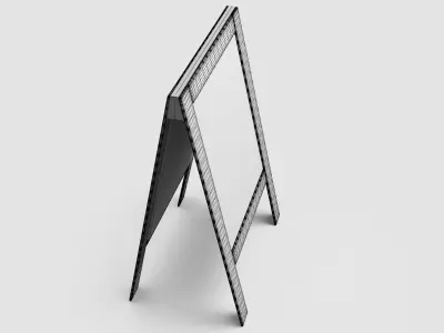 Board wooden easel with chalkboard 3D model