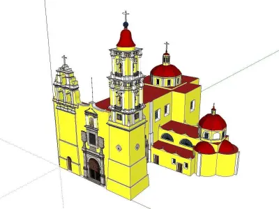 Architecture-Religion-God-Culture-Temple-0121 church with two... 3D model