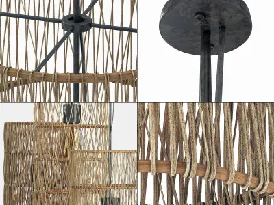 Lamp wood rotang wicker Cylinder 3D model