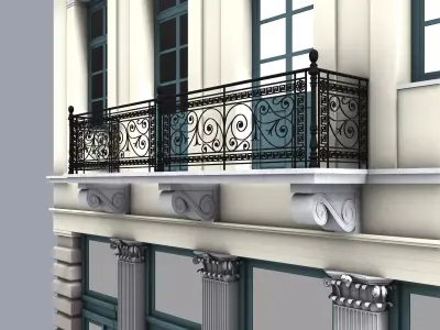 Neoclassical Building Facade 3D model