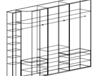 Modern Cabinet - Wardrobe with Glass Doors 3D model