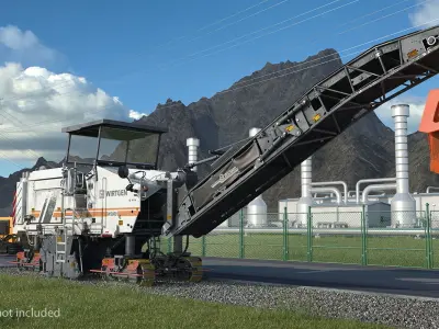 Wirtgen W2000 Asphalt Milling Machine Dirty Rigged 3D model