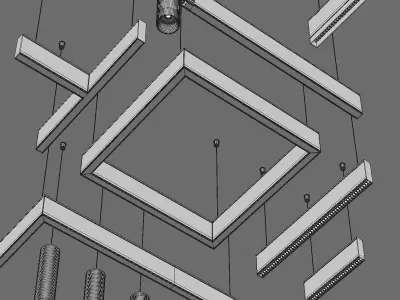 Reggiani set 2 suspended light fixture with pendants 3D model