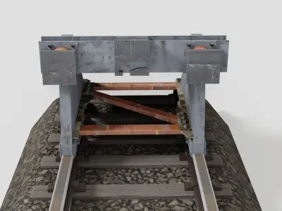 Railway buffer stop Low-poly 3D model