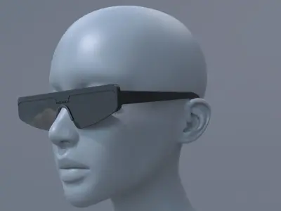 Balenciaga ski rectangle sun glasses 3D model