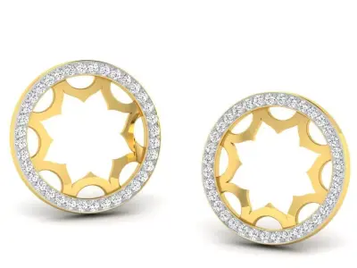Gold Diamond Women Earring 3D print Model 3D print model 168