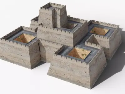 Procedural Modular Brick Wall for Castles or City Walls Low-poly 3D model