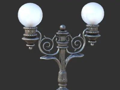 Street Lamp Low-poly 3D model 5