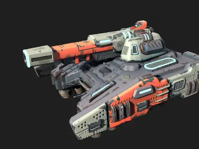 Stylized Sci Fi Space Tank-2 Low-poly 3D model