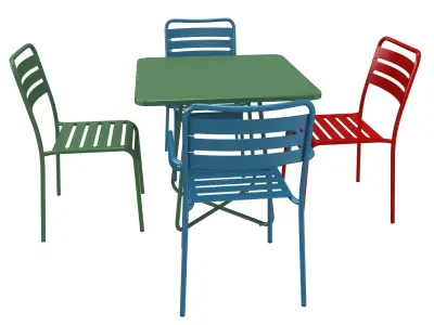 Street  cafe restaraunt metal chair table 3D model