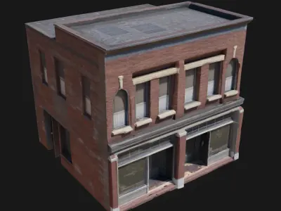 Three-Story Brownstone Building  Classic Urban Elegance Free 3D model