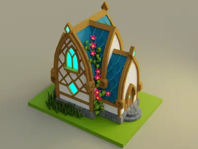 Fantasy House Low-poly 3D model order