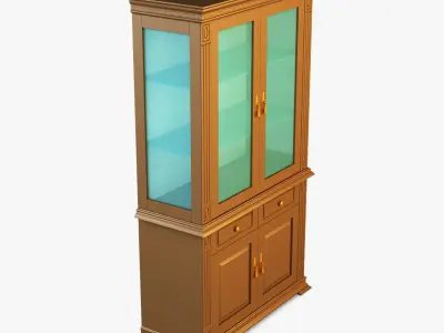 Victory wooden cabinet with glass doors 3D model