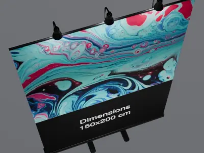 Rollup 150x200cm Black with lights 3D model