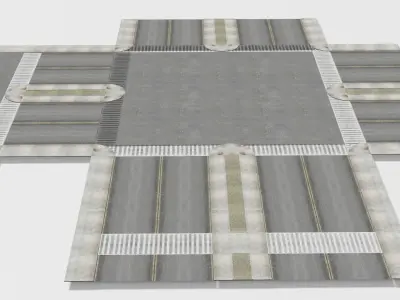 Suburb roads pack Low-poly 3D model