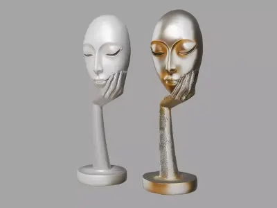 Serene Face Hand Sculpture Set 3D model