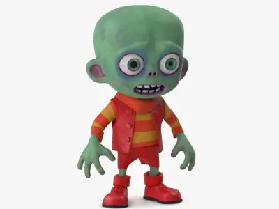  Cartoon Zombie Green in a Red Costume 