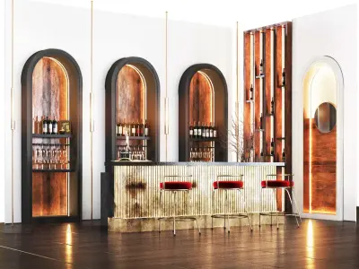 Cafe02 bar in modern style Low-poly 3D model