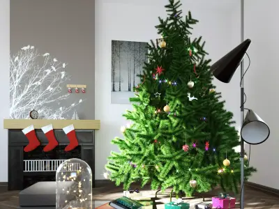 Christmas Tree in an Interior Scene  3D model