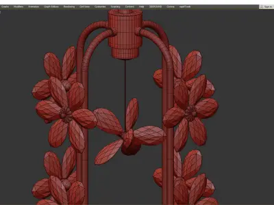 MARGARITA gold chandelier with crystals hanging from it Low-poly 3D model