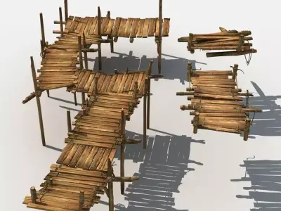 Old Wooden Bridge 01 3D model