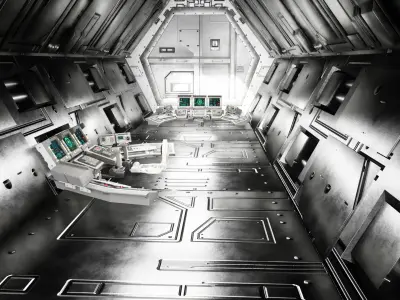 Stylized Sci Fi Spaceship Control Room Game Ready Interior 3D model