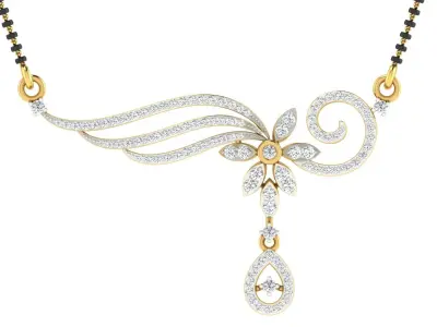 light weight yellow gold  diamond pendent -EZ T-32 3D print model