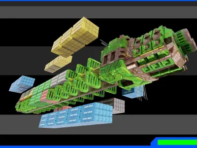 sci-fi container cargo ship Low-poly 3D model