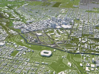 Denver 50x50km City 3D Map 3D model