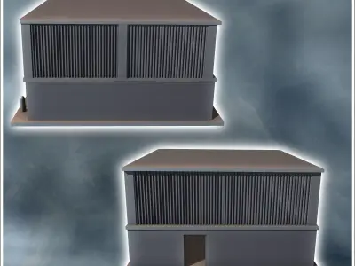 Modern industrial garage with large door and sheet metal walls 8 3D print model