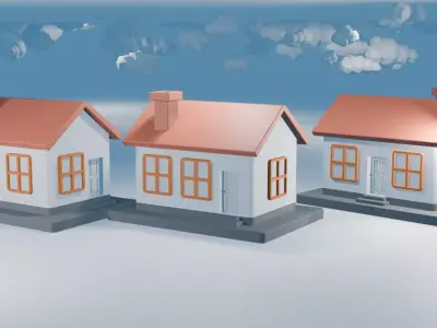Pack de casas minimalistas de baja poligonizacion 3 casas  3D model