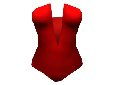 Ladies Strapless Bodysuit V-cut Low-poly 3D model